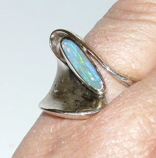 Unikat-Damenring "Wave" mit ovalem australischen Opal 925er Silber matt+poliert – Handgefertigtes Unikat! Nur im Danilo Gold Online Shop aus Hameln!
