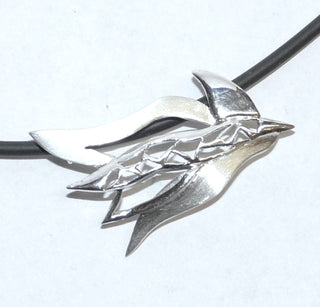 handgefertigtes Einzelstück, Anhänger aus 925 Silber, stilisierter Vogel, ca. 35 mm x 20 mm - handgefertigte Einzelstücke finden Sie nur bei der Goldschmiede Danilo!