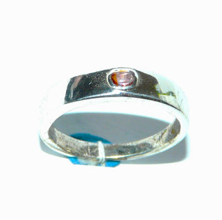 handgefertigtes Einzelstück, Unikat-Ring, klassische Bandringform aus 925 Silber mit einem rosa-orange Saphir-Cabochon, poliert, Ringweite 59 - Goldschmiede Danilo