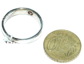 handgefertigtes Einzelstück, Unikat-Ring, klassische Bandringform aus 925 Silber mit einem rosa-orange Saphir-Cabochon, poliert, Ringweite 59 - Goldschmiede Danilo