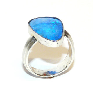 Handarbeit, 925 Silberring mit australischer Opal-Doublette in strahlenden Blautönen, Farbe "lightning ridge", ca. 19,8 mm X 14 mm, Ringweite 57 - Unikatschmuck nur erhältlich im Onlineshop von Juwelier & Goldschmiede Danilo! 