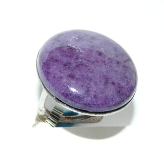 Einzelstück, Unikat Statement-Ring "Purple" aus 925 Silber mit einem großen runden Lepidot-Cabochon, violett mit schöner dezenter Maserung, poliert, eckige Ringschiene, Ringweite 49,5 -	Nur erhältlich bei www.danilogold-shop.de