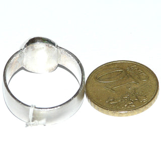 Handgefertigtes Einzelstück, Unikatring, breiter Opal-Ring aus 925 Silber mit einem weißen, australischen Opal als Cabochon in Freeform, der in allen Farben schillert, seidenmatte Ringschiene, Ringweite 58 -	Handgefertigter Schmuck nur erhältlich bei www.danilogold-shop.de 