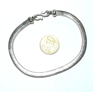 Einzelstück, Vierkant gewalztes Fuchsschwanz-Muster-Armband, Armreif aus massivem 925 Silber, liegt eher wie ein Armreif, poliert, 20 cm lang, S-Hakenverschluß -	Unikate und Pretiosen nur erhältlich im Onlineshop der Goldschmiede Danilo!