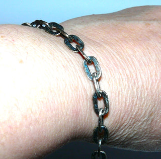 Vintage-Einzelstück, Anker-Armband, Gliederarmband aus massiv 835 Silber geschwärzt, 19 cm lang, Federring, um 1940 - Goldschmiede Danilo