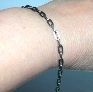 Vintage-Einzelstück, Ankerarmband, Gliederarmband aus massiv 835 Silber in den Tiefen geschwärzt, 18,5 cm lang, Federring, um 1940 - Goldschmiede Danilo