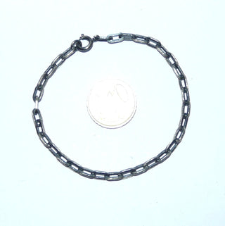 Vintage-Einzelstück, Ankerarmband, Gliederarmband aus massiv 835 Silber in den Tiefen geschwärzt, 18,5 cm lang, Federring, um 1940 - Goldschmiede Danilo