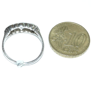 Einzelstück, Vintage-Aquamarin-Ring aus 935 Silber mit 3 runden, funkelnd facettierten, zart hellblauen Aquamarinen, alte Verschnitt-Fassung, poliert, Ringweite 53, um 1920 -	Unikate und Pretiosen nur erhältlich im Onlineshop der Goldschmiede Danilo!