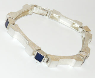 Vintage-Armband Silber Lapislazuli-Quadrate / Ar 0062