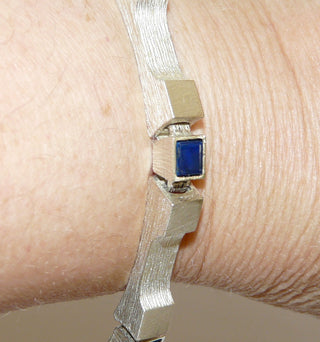 Vintage-Armband Silber Lapislazuli-Quadrate / Ar 0062