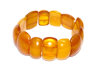 Unikat-Armband aus cognacfarbenem alten Bernstein mit flexiblem Gummizug, Innenumfang ca. 16,5 cm  -	Unikate und Pretiosen nur erhältlich im Onlineshop der Goldschmiede Danilo!