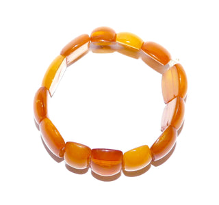 Unikat-Armband aus cognacfarbenem alten Bernstein mit flexiblem Gummizug, Innenumfang ca. 16,5 cm  -	Unikate und Pretiosen nur erhältlich im Onlineshop der Goldschmiede Danilo!