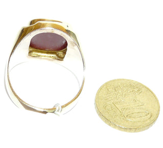 Einzelstück, Vintage Carneol-Ring, klassischer breiter Herrenring, Siegelring aus massivem 333 Gold, poliert, antikovale, typisch rote Carneol-Platte, um 1950, Ringweite 66,5