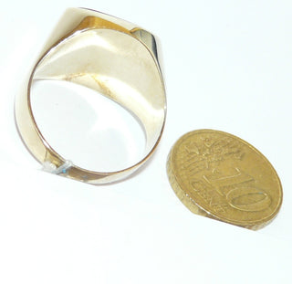 Einzelstück, Vintage Carneol-Ring, klassischer Herrenring, außergewöhnlicher Siegelring aus poliertem 333 Gold mit einem antikovalen Carneol, der mit einer Facette an zwei Seiten abgeflacht ist, innen geschlossen, um 1980, Ringweite 64,5 -	Vintage-Schmuck nur im Onlineshop von danilogold!