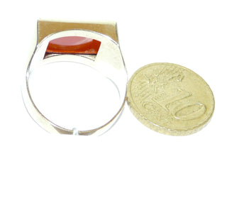 Einzelstück, Vintage Carneol-Ring, klassischer Herrenring, Siegelring aus 333 Gold, poliert mit einer typisch roten, rechteckigen Carneol-Platte, um 1970, Ringweite 64,5 -	Unikate und Pretiosen nur erhältlich im Onlineshop der Goldschmiede Danilo!