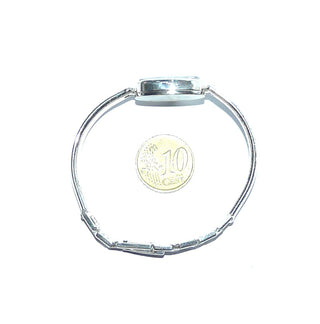 Einzelstück, Damenarmbanduhr, Damenspangenuhr "Meister-Anker" aus 925 Silber mit einem ovalen, schwarzen Ziffernblatt ohne Zahlen, aber einer römischen 12, Quarzwerk, Länge 17,5 cm, um 1970. Funktionstüchtig, wird aber ausschließlich als SCHMUCKSTÜCK verkauft (keine Garantie auf den Gang des Uhrwerks) -	Unikate und Pretiosen nur erhältlich im Onlineshop der Goldschmiede Danilo!