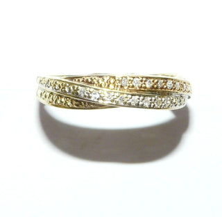 Einzelstück, Diamantring, Antragsring, Verlobungsring im "Art-Cartier-Stil" aus 585 Gold in tricolor, mit 8 funkelnden Diamanten von zusammen 0,10 Karat Tw/si, Wirkung als wären 3 Ringe ineinander verschlungen, Vintage um 1980, Ringweite 55,5, poliert + matt -	Nur erhältlich im Onlineshop von Juwelier & Goldschmiede Danilo!
