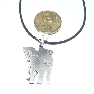 Einzelstück, Vintage Elefanten-Anhänger "Greenpeace" aus 925 Silber, halbplastisch sehr naturgetreu ausgearbeiteter Elefant, seidenmatt, in den Tiefen geschwärzt, um 1980 -	Einzelstücke nur erhältlich bei www.danilogold-shop.de