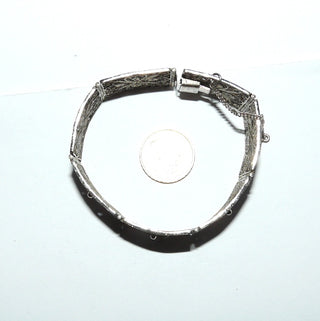 antikes Einzelstück, Vintage-Filigran-Armband, Glieder-Armband aus dunklem 900 Silber, 17,5 cm lang bestehend aus 7 filigranen quadratischen Blumen-Elementen, poliert, um 1940, mit Kastenschloß + Sicherheitskette -	Vintage-Schmuck nur im Onlineshop von danilogold!