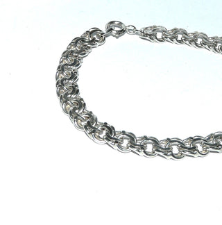 Vintage-Einzelstück, Garibaldi-Armband, Gliederarmband aus massiv 835 Silber, 19,5 cm lang, Federring, um 1950 - Goldschmiede Danilo