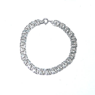 Vintage-Einzelstück, Garibaldi-Armband, Gliederarmband aus massiv 835 Silber, 19,5 cm lang, Federring, um 1950 - Goldschmiede Danilo