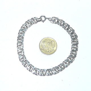 Vintage-Einzelstück, Garibaldi-Armband, Gliederarmband aus massiv 835 Silber, 19,5 cm lang, Federring, um 1950 - Goldschmiede Danilo