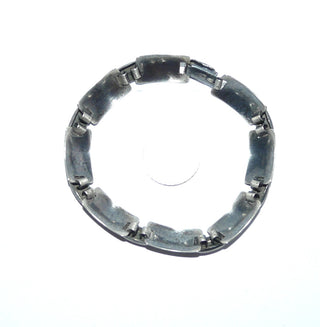 Einzelstück, Vintage-Glieder-Armband Armkette aus massiv 835 Silber, matt + in den Tiefen geschwärzt, 19 cm lang, 8 Elemente mit je 2 gravierten Blüten, unsichtbar eingearbeiteter Klappverschluß, um 1940 -	Vintage-Schmuck nur im Onlineshop von danilogold!