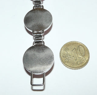 Einzelstück, Vintage-Glieder-Armband aus Silber,18 cm lang, mit 6 runden, rosa-weiß gemaserten Rhodochrosit-Cabochons, um 1960, Klappverschluß -	Nur erhältlich im Onlineshop von Juwelier & Goldschmiede Danilo!
