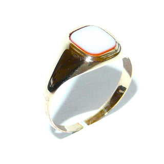Handgefertigtes Einzelstück, Vintage-Ring, schmaler klassischer Herrenring, Siegelring aus 585 Gold mit einem Lagenachat, weißer Achat auf rotem Karneol, um 1940-1950, für Steingravur geeignet, schön als "Pinky Ring" für den kleinen Finger, Ringweite 56,5 - Vintage-Schmuck nur im Onlineshop von danilogold!