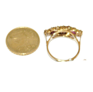 Vintage-Einzelstück, Granatring aus 333 Gold mit 8 kleinen, gleichgroßen, runden & 3 ovalen Almandin-Granaten im Sternschliff, Krappenfassungen in Reihe quer zum Finger nebeneinander, Ringweite 52, Reformschmuck im späten Jugendstil 1900-1915 - Goldschmiede Danilo