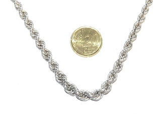Einzelstück, Vintage-Halskette im Kordelmuster, leichter Verlauf, aus 835-Silber, 45 cm, um 1940-1960-	Unikate und Pretiosen nur erhältlich im Onlineshop der Goldschmiede Danilo!