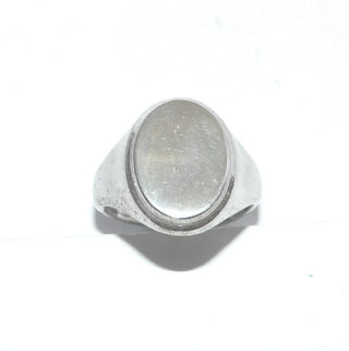 Vintage-Einzelstück aus 835 Silber, Herrenring, ovaler Siegelring mit ovaler Gravurfläche, Bandring poliert, Ringweite 61,5, Frey & Co Pforzheim um 1940 - Goldschmiede Danilo