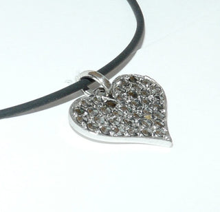 Einzelstück, Vintage Herz-Anhänger aus 835 Silber, komplett ausgefaßt mit Markasiten, um 1950 (Lieferung erfolgt ohne Kette) -	Vintage-Schmuck nur im Onlineshop von danilogold!