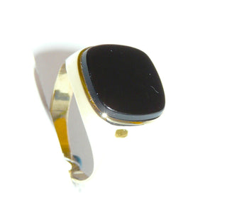Einzelstück, Vintage Onyx-Ring, klassischer Herrenring, Siegelring aus 585 Gelbgold, poliert mit einer quadratischen, abgerundeten Onyx-Platte, um 1970, Ringweite 58,5 -	Vintage-Schmuck nur im Onlineshop von danilogold!