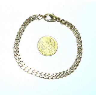 Einzelstück, Vintage-Panzer-Armband, Glieder-Armband aus massiv 925 Silber vergoldet, 19,5 cm lang, poliert, um 1990, Karabiner-Verschluß -	Vintage-Schmuck nur im Onlineshop von danilogold!