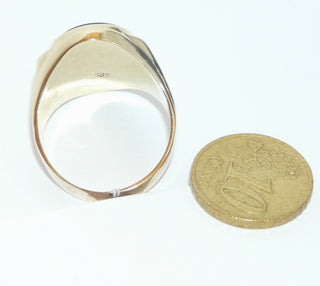 Einzelstück, Vintage-Ring, klassischer Herrenring, Siegelring aus 585 Gelbgold, poliert, innen geschlossen, um 1980, ovale flache Onyx-Platte, Ringweite 67,5 -	Vintage-Schmuck nur im Onlineshop von danilogold!