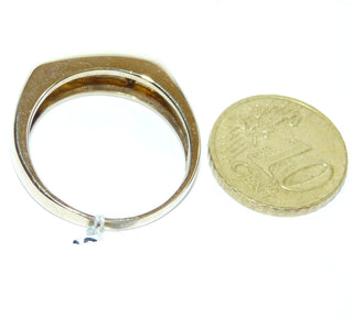 Einzelstück, Vintage-Siegel-Ring, klassischer Herrenring aus massivem 333 Gold mit 3 Diamanten im Verschnitt eingefaßt, polierte, rechteckige Fläche ist für Gravuren geeignet, um 1980 -	Einzelstücke nur erhältlich bei www.danilogold-shop.de