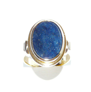handgefertigtes Einzelstück, Vintage-Siegelring, blauer Sodalith-Ring, klassischer Herrenring aus massivem 585 Gold, ovale, dunkelblaue Steinplatte mit schöner Maserung, poliert, umrahmt durch einen Goldspiegel, bequeme schmale Ringschiene, um 1960, Ringweite 60 - Handgefertigtes Unikat! Nur im Onlineshop von Juwelier & Goldschmiede Danilo!