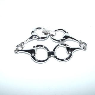 Einzelstück, Vintage-Silber-Armband aus poliertem 925 Silber mit vier Kreisen + Stegen, Länge 20 cm, Breite ca. 2,5 cm, Klappverschluß, um 1960 - Nur erhältlich bei www.danilogold-shop.de
