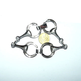 Einzelstück, Vintage-Silber-Armband aus poliertem 925 Silber mit vier Kreisen + Stegen, Länge 20 cm, Breite ca. 2,5 cm, Klappverschluß, um 1960 - Nur erhältlich bei www.danilogold-shop.de
