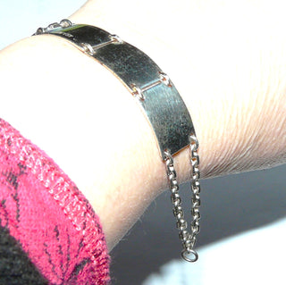 Vintage-Einzelstück, Silberarmband, Esprit-Armband mit 3 beweglichen, gewölbten Gravurplatten, Gliederarmband mit Ösenbewegungen aus massiv 925 Silber, 16,5 cm lang, Karabiner, um 1980 - Goldschmiede Danilo