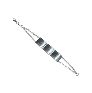 Vintage-Einzelstück, Silberarmband, Esprit-Armband mit 3 beweglichen, gewölbten Gravurplatten, Gliederarmband mit Ösenbewegungen aus massiv 925 Silber, 16,5 cm lang, Karabiner, um 1980 - Goldschmiede Danilo