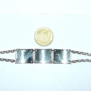Vintage-Einzelstück, Silberarmband, Esprit-Armband mit 3 beweglichen, gewölbten Gravurplatten, Gliederarmband mit Ösenbewegungen aus massiv 925 Silber, 16,5 cm lang, Karabiner, um 1980 - Goldschmiede Danilo