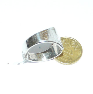 Vintage-Einzelstück, Silberring, Herrenring in Schildform, Siegelring, mit einer Handgravur in Schreibschrift innen: Charkiw 1942, Ringweite 63, Polen 1920-1939 - Goldschmiede Danilo