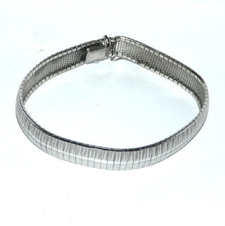 Einzelstück, Vintage-Teppich-Armband, Glieder-Armband mit Geflecht-Unterbau. Wirkt eher wie ein Armreif am Arm, aus massiv 835 Silber, 19,5 cm lang, Kastenschloß + Sicherheitsacht, poliert + sattiniert, um 1960 -	Unikate und Pretiosen nur erhältlich im Onlineshop der Goldschmiede Danilo!