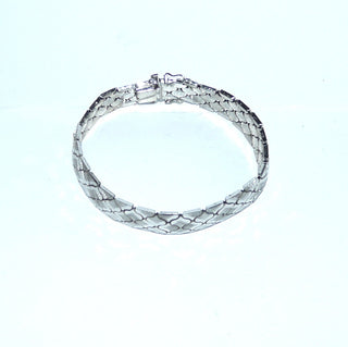 Einzelstück, Vintage-Armband, Teppicharmband, Glieder-Armband mit Stiftbewegungen wirkt eher wie Armreif, aus massivem 835 Silber, poliert und sattiniert, 19,5 cm lang, Kastenschloß mit 2 Sicherheitsachten, um 1970 -	Nur erhältlich bei www.danilogold-shop.de