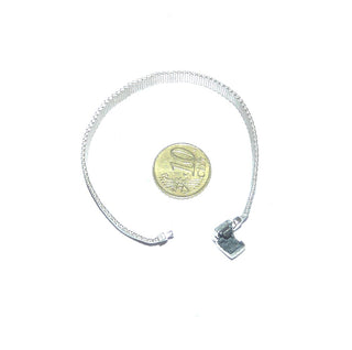 Vintage-Einzelstück, Silberarmband, Teppicharmband, Milanese-Geflecht aus massiv 925 Silber, poliert, 17 cm lang, mattierter Klappverschluß, um 1980-1990 - Goldschmiede Danilo