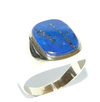 Einzelstück, Vintage-Siegelring, klassischer Herrenring aus 585 Gold mit einer wunderschön gemaserten, antikovalen, königsblauen Lapislazuli-Platte, poliert, um 1960, Ringweite 60 -	Unikate und Pretiosen nur erhältlich im Onlineshop der Goldschmiede Danilo!