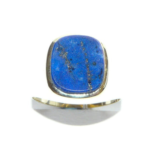 Einzelstück, Vintage-Siegelring, klassischer Herrenring aus 585 Gold mit einer wunderschön gemaserten, antikovalen, königsblauen Lapislazuli-Platte, poliert, um 1960, Ringweite 60 -	Unikate und Pretiosen nur erhältlich im Onlineshop der Goldschmiede Danilo!