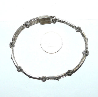 Vintage-Einzelstück, schmales Filigran-Armband, Armreif, Gliederarmband aus 800 Silber, 18,5 cm lang, 8 filigrane, rechteckige Elemente, poliert, um 1930, Kastenschloß - Goldschmiede Danilo